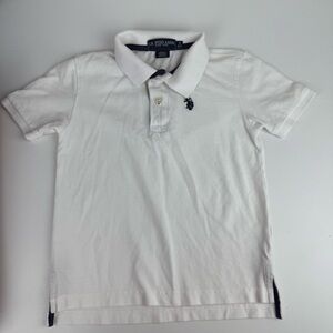 U.S. Polo Assn. Boys White Polo Shirt Short Sleeve Size S 6-7 Cotton Cla